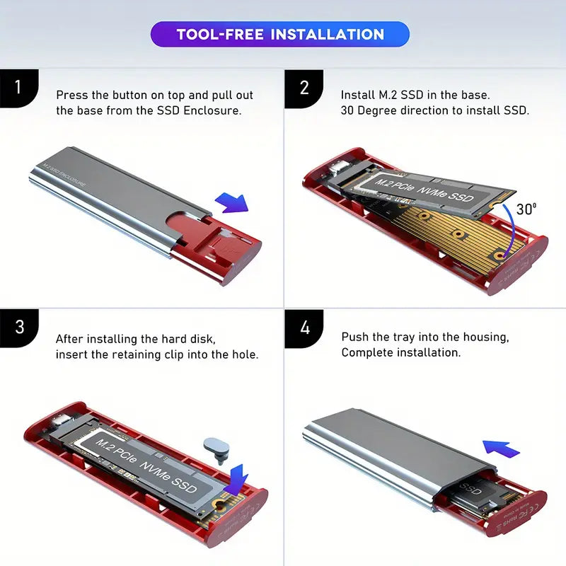 Boîtier de disque SSD USB 118.11 pouces, station d'accueil de disque dur NVME