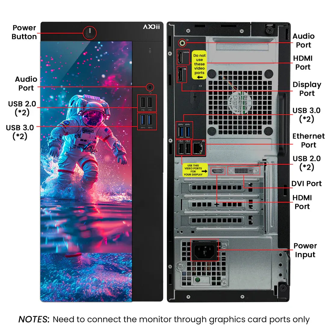 Ordinateur de bureau AXOII SPACEMAN RGB Gaming PC, processeur Intel Core i5