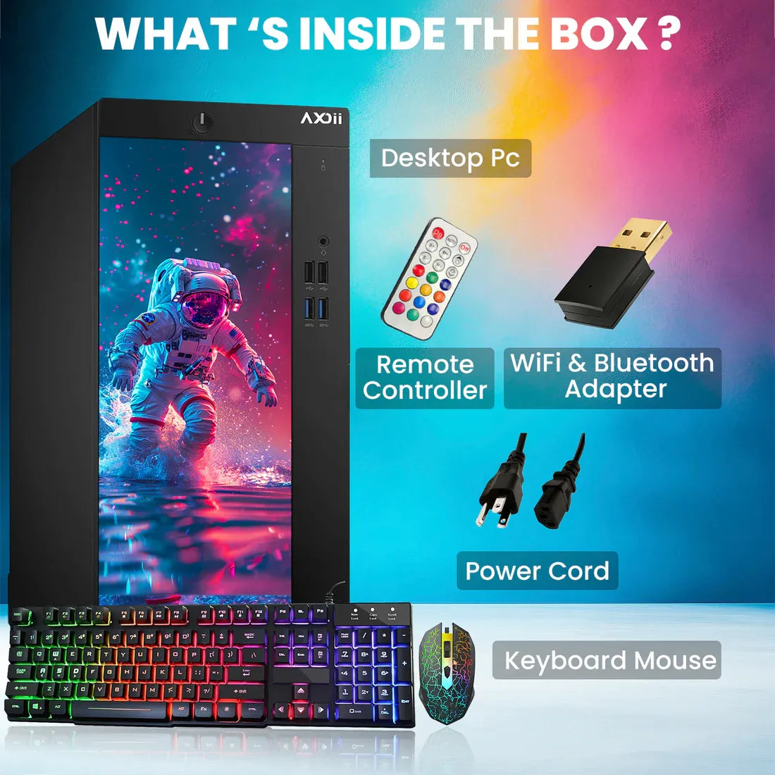 Ordinateur de bureau AXOII SPACEMAN RGB Gaming PC, processeur Intel Core i5