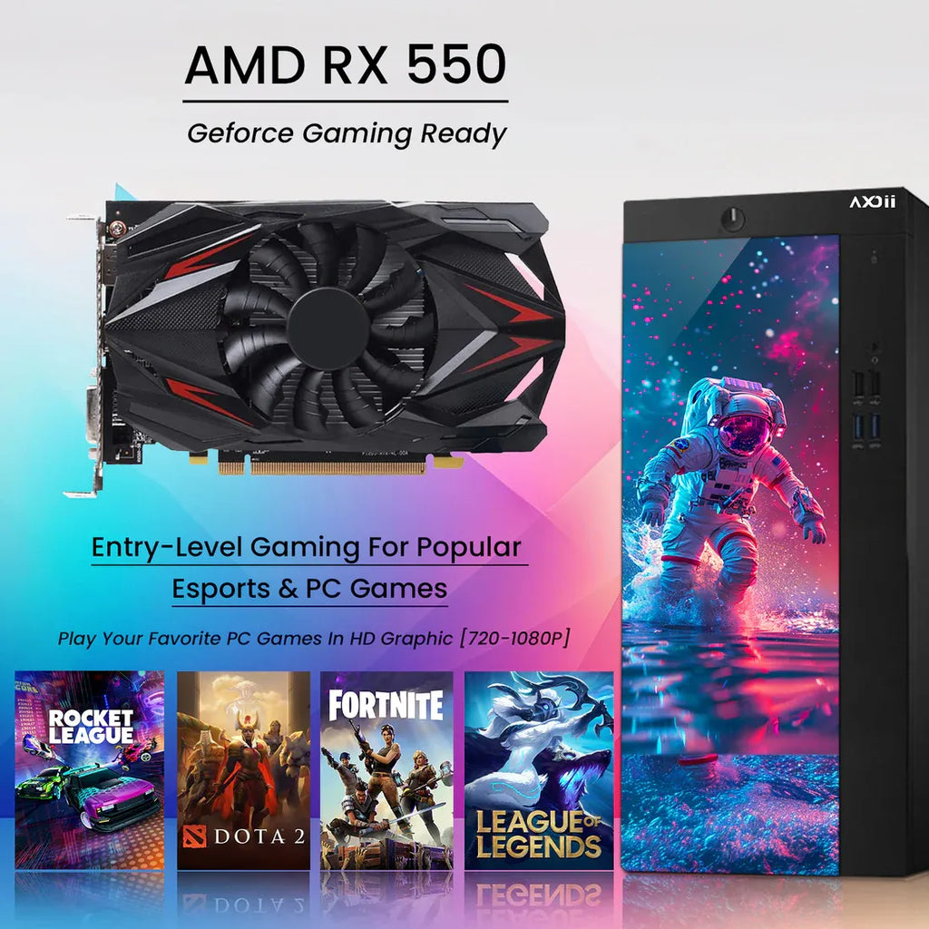 Ordinateur de bureau AXOII SPACEMAN RGB Gaming PC, processeur Intel Core i5
