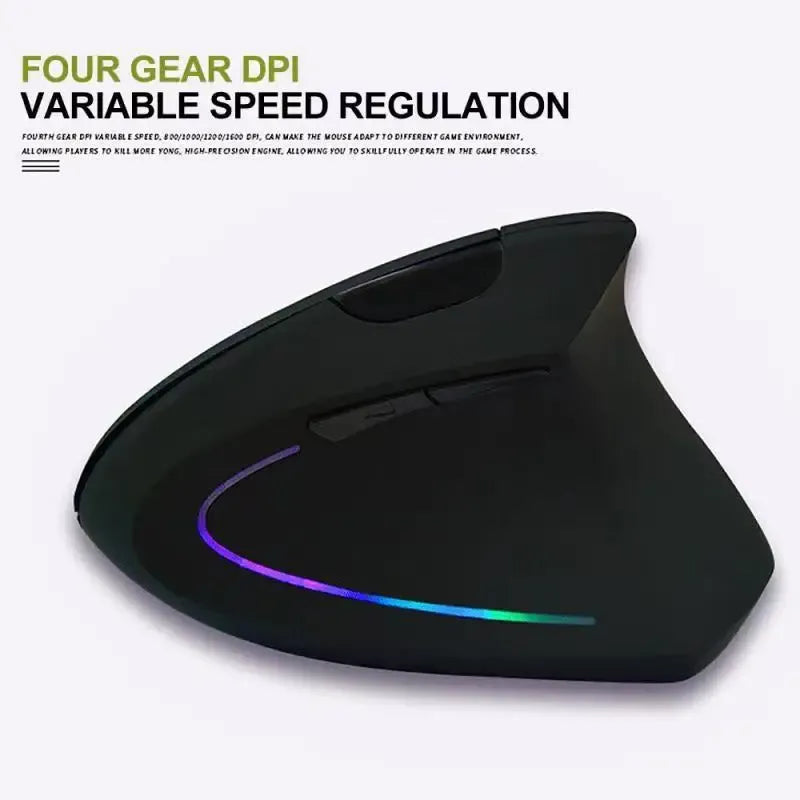 Souris de jeu optique ergonomique sans fil rechargeable 2,4 GHz