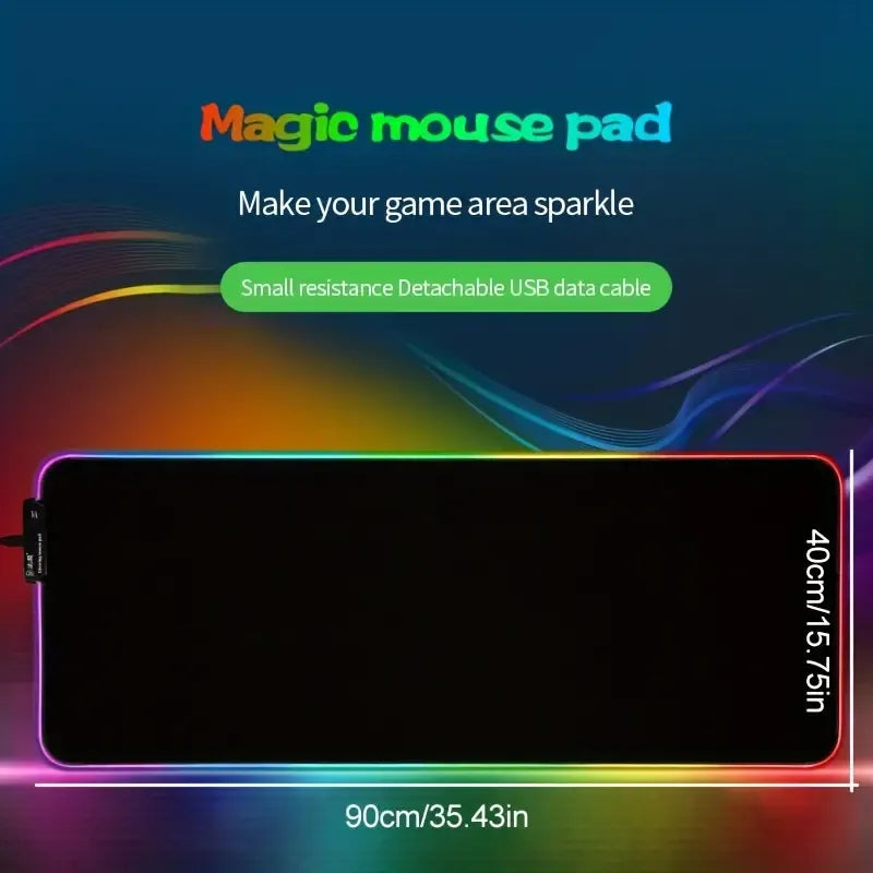 RGB Gaming Mouse Pad Grande Taille Coloré Lumineux pour PC Ordinateur Bureau