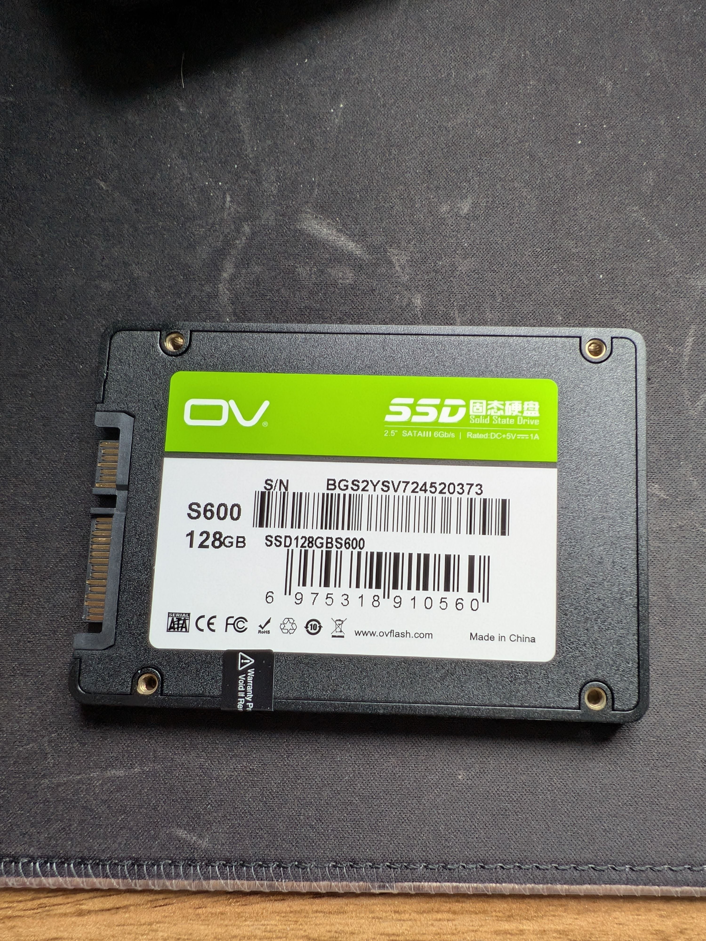 SSD OV Sata 3 - 128GB, Haute Vitesse 550 MB/s en Lecture & 500 MB/s en Écriture