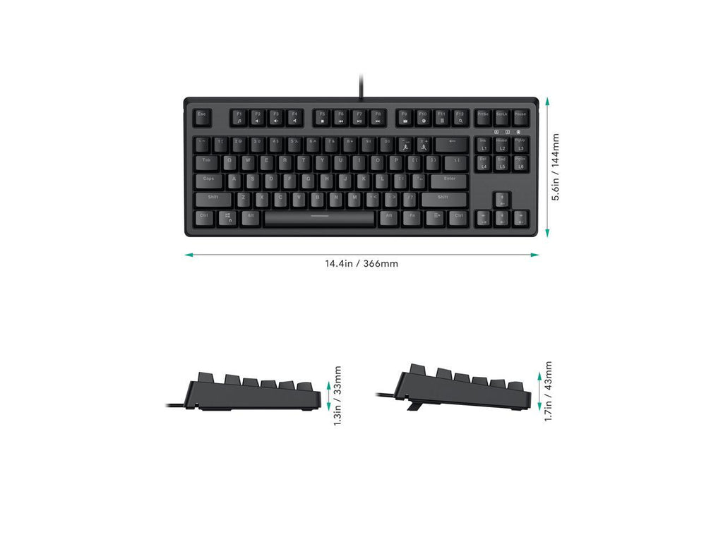 Clavier de jeu mécanique AUKEY TKL avec interrupteurs RVB et Rouge