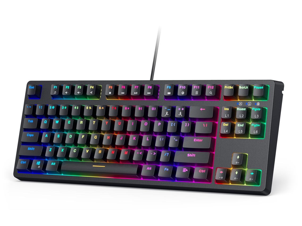Clavier de jeu mécanique AUKEY TKL avec interrupteurs RVB et Rouge