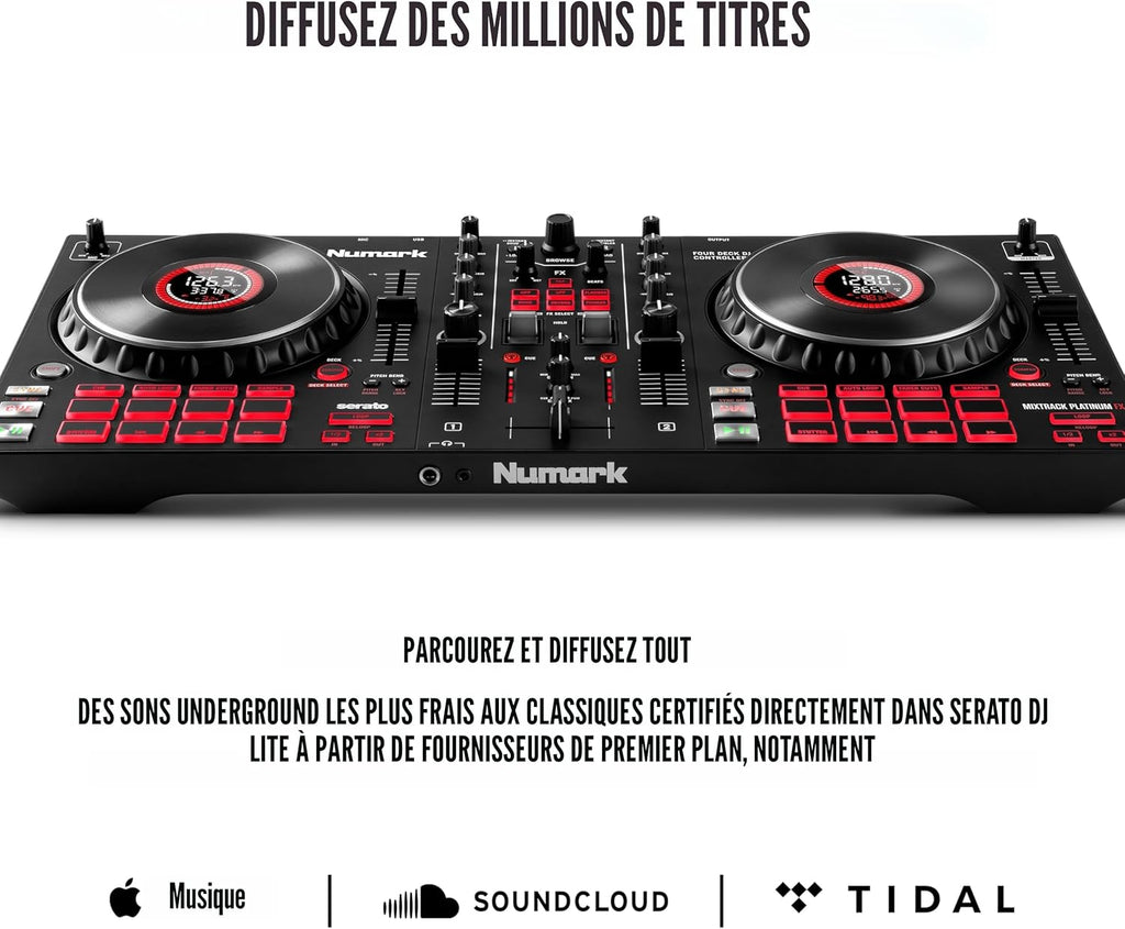 Numark Mixtrack Platinum FX – Contrôleur DJ pour Serato DJ avec contrôle 4 platine