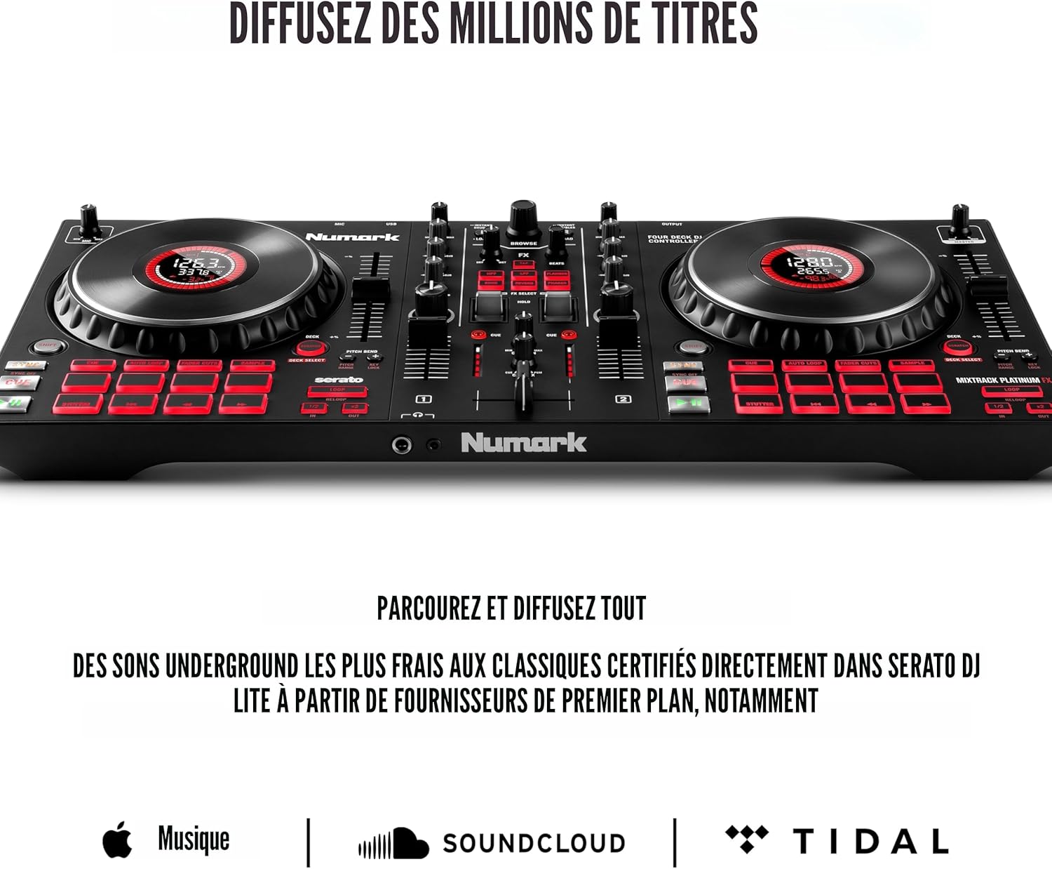 Numark Mixtrack Platinum FX – Contrôleur DJ pour Serato DJ avec contrôle 4 platine