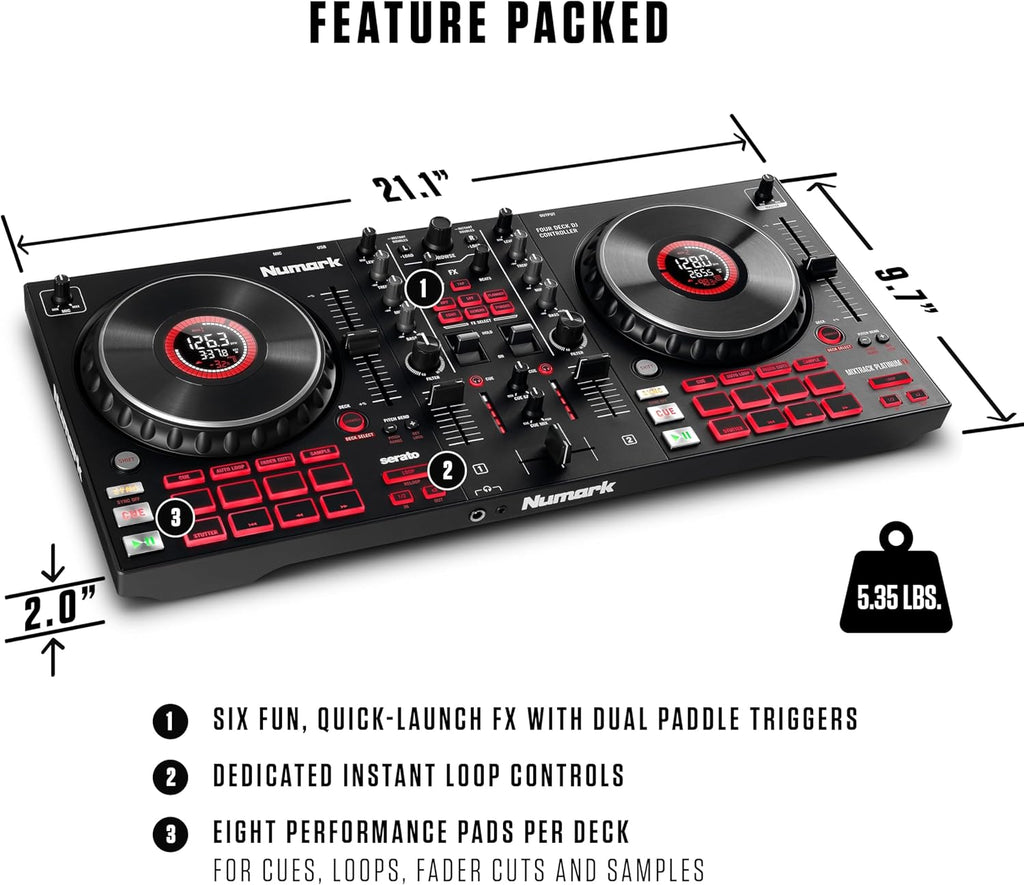 Numark Mixtrack Platinum FX – Contrôleur DJ pour Serato DJ avec contrôle 4 platine