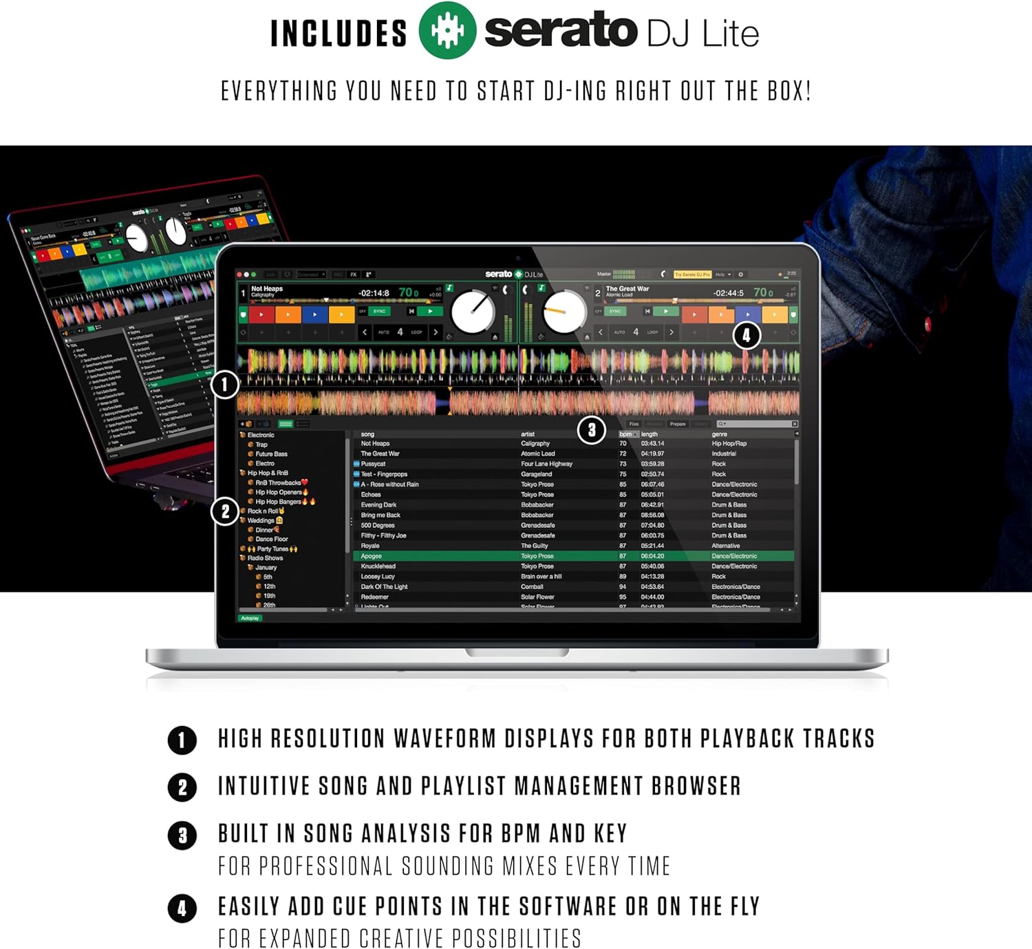 Numark Mixtrack Platinum FX – Contrôleur DJ pour Serato DJ avec contrôle 4 platine