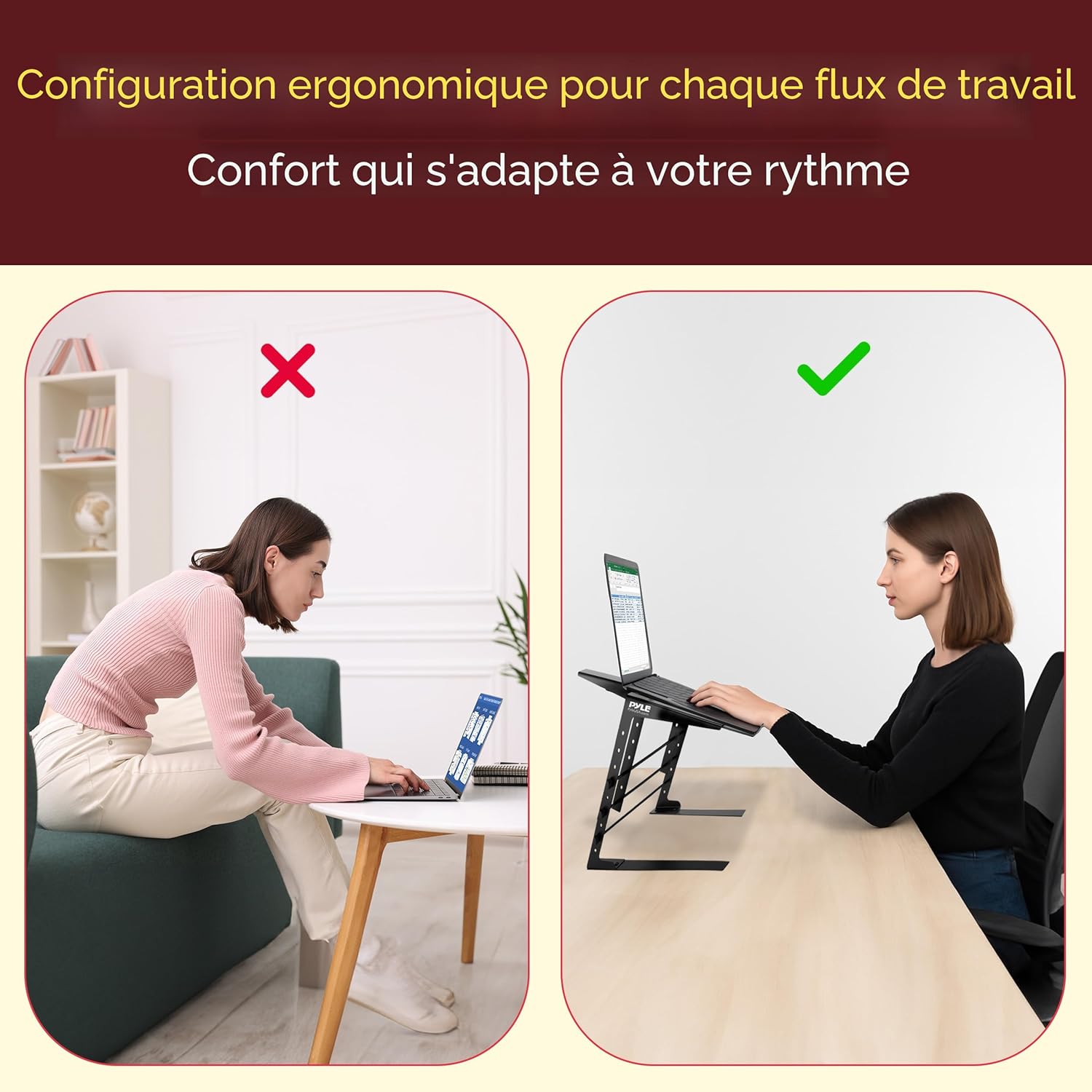 PYLE Double support pour ordinateur portable – Support d'ordinateur portable