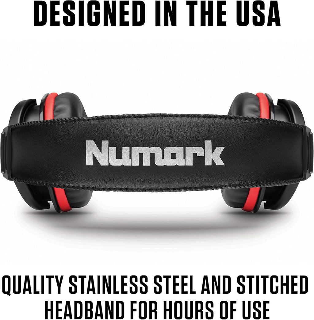 Numark HF175 Casque DJ avec design fermé à l'arrière, pilotes de 40 mm, coussine