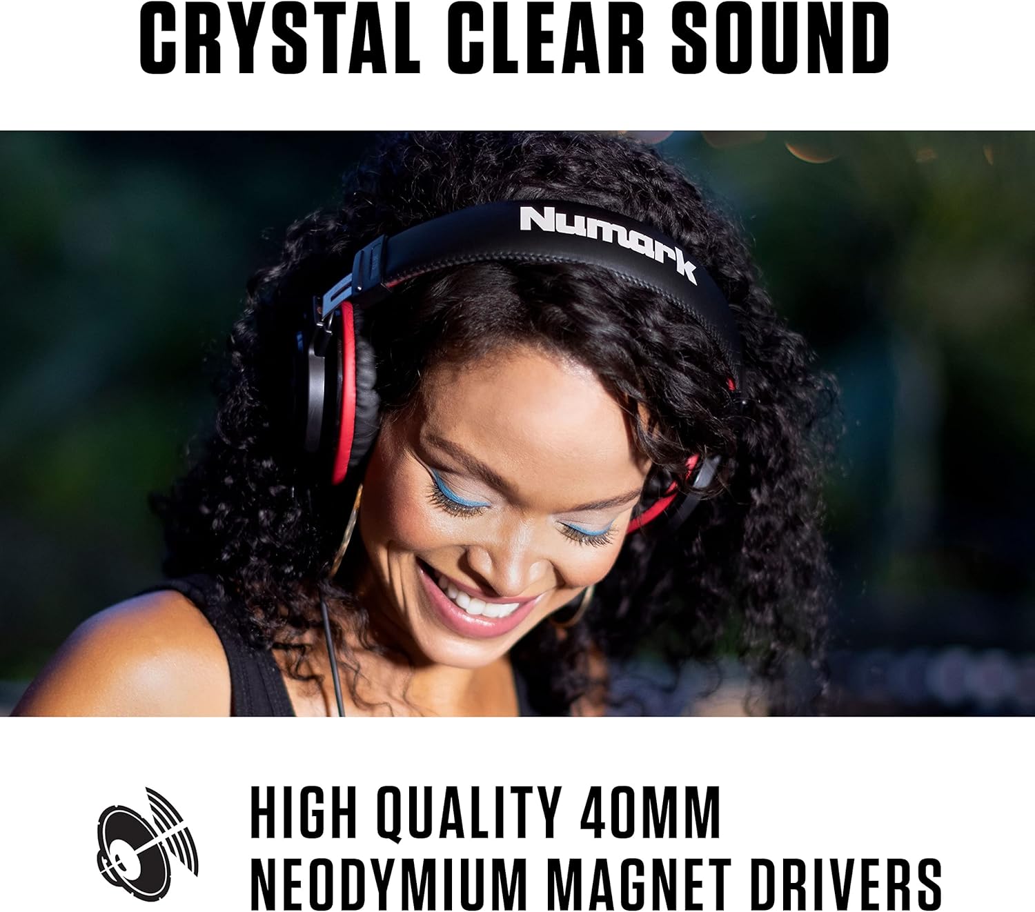 Numark HF175 Casque DJ avec design fermé à l'arrière, pilotes de 40 mm, coussine