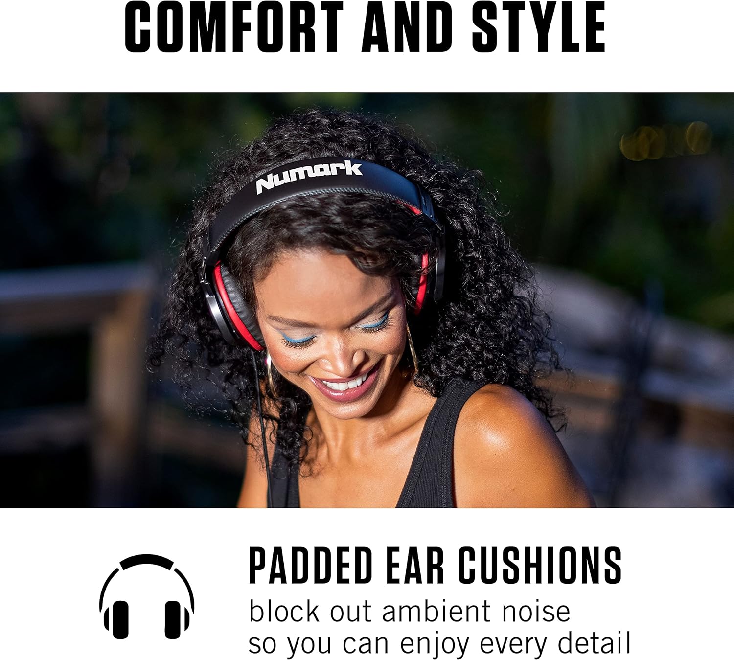 Numark HF175 Casque DJ avec design fermé à l'arrière, pilotes de 40 mm, coussine