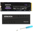 EDILOCA EN855 SSD de jeu interne avec dissipateur thermique PCIe Gen4, jusqu'à 7400 Mo/s, NVMe M.2 2280, mémoire flash 3D TLC NAND, cache DRAM configurable, compatible avec PS5 et PC