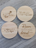 dessous de verre en bois brut, ronds