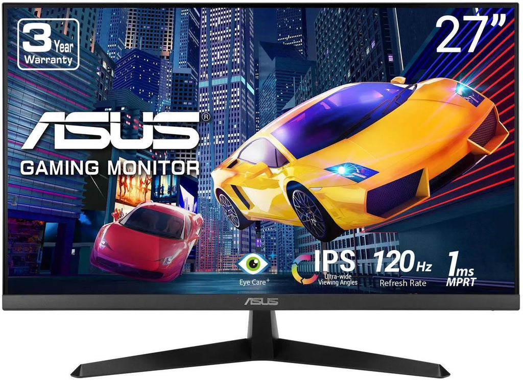 ASUS 27" Full HD 1080p 120 Hz IPS avec AMD Adaptive Sync, temps de réponse 1 ms, Eye Care Plus, filtre de lumière bleue et technologie anti-scintillement, idéal pour le travail et les jeux (VY279HGR)