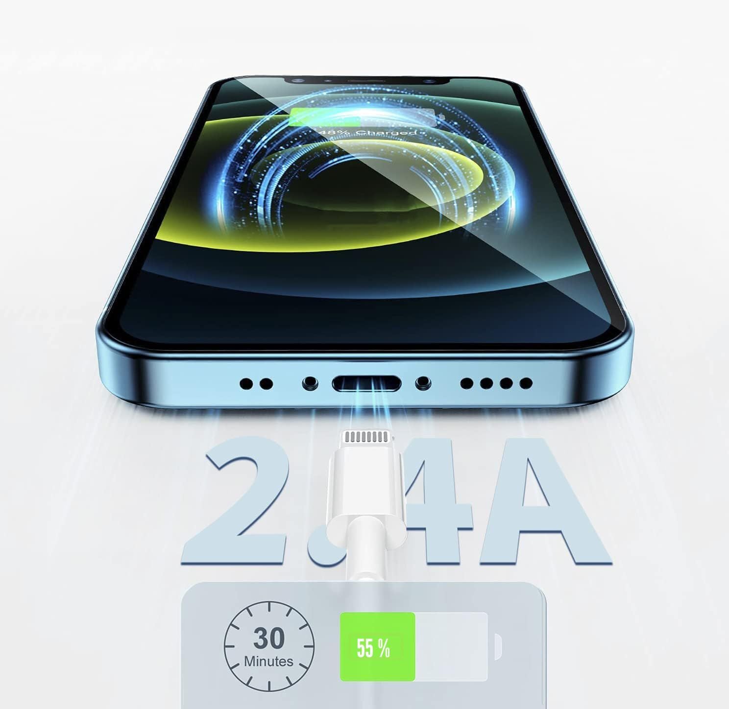 Câble de charge rapide pour iPhone 13 13 Pro 12 Pro 11 SE Max XS XR X, iPad Mini Air, iPod, AirPod