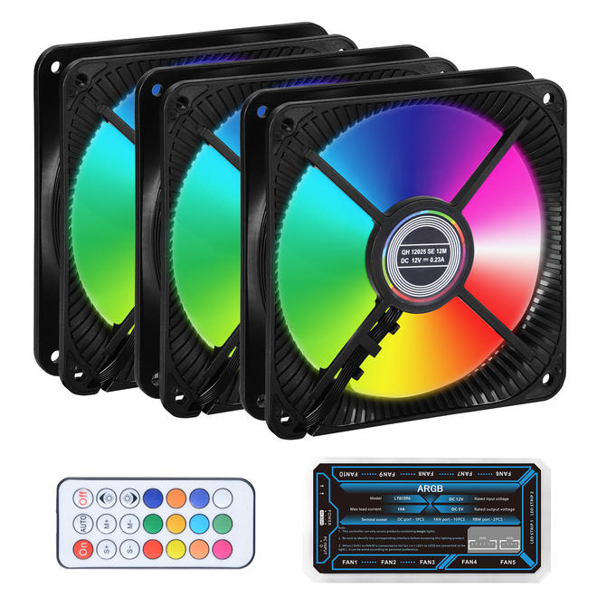 Ventilateurs de refroidissement RVB 120 mm, avec contrôleur, 3/paquet