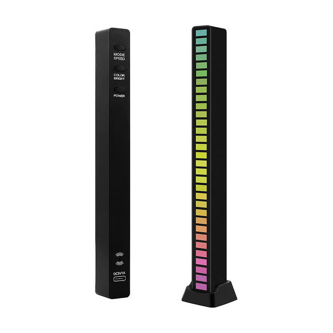 Lumières rythmiques de contrôle du son RVB, analyseur de spectre audio 32 LED 18