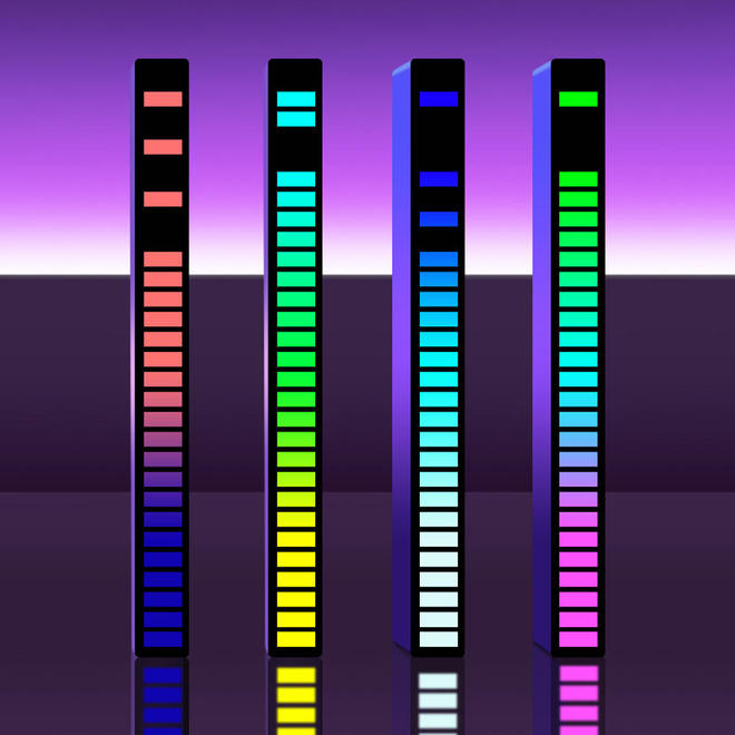 Lumières rythmiques de contrôle du son RVB, analyseur de spectre audio 32 LED 18
