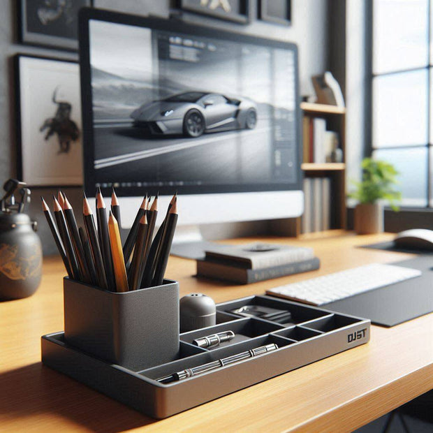 Plateau et gobelet à crayons pour un bureau