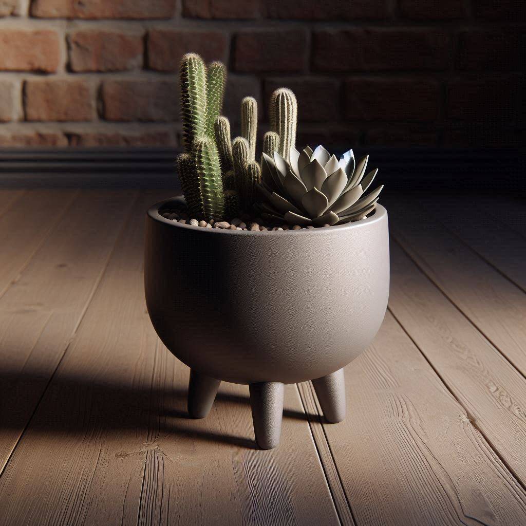 Pot de fleurs de design du milieu du siècle avec pieds