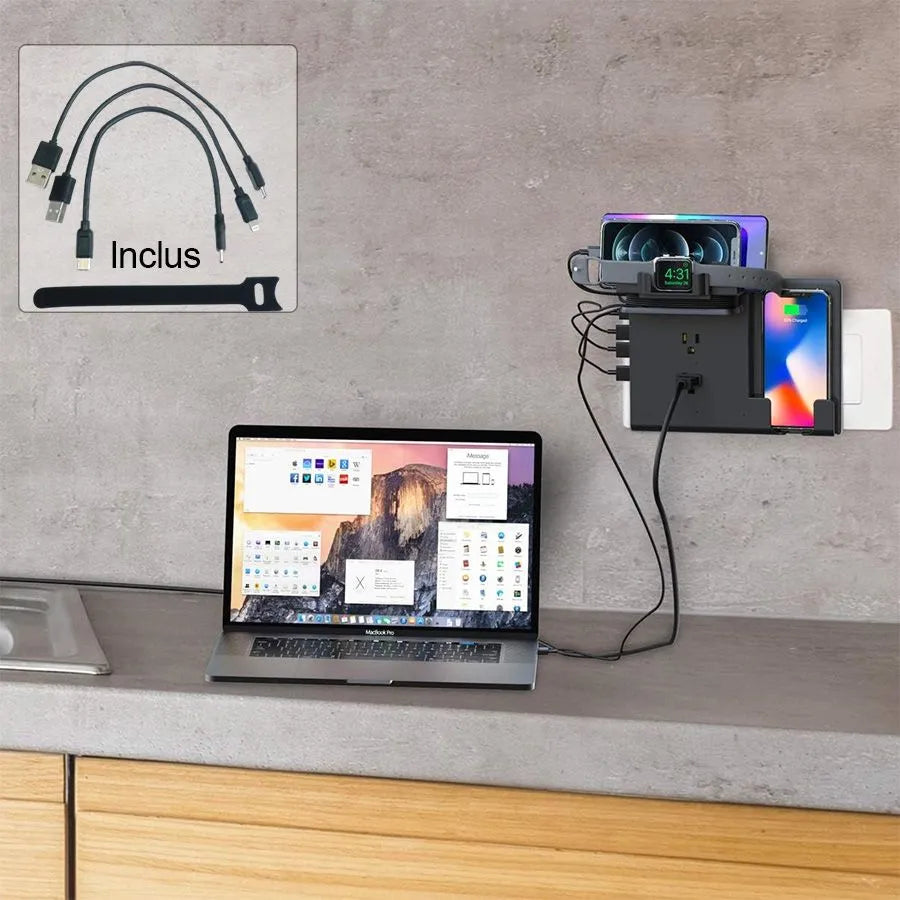 Station de charge tout en 1 pour 7 appareils - 58 W