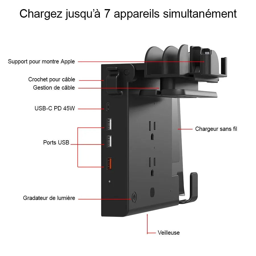 Station de charge tout en 1 pour 7 appareils - 58 W