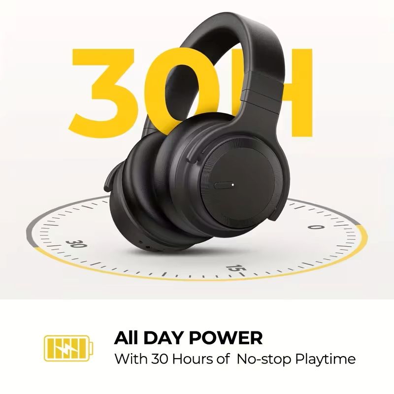 Casque Audio sans Fil à Réduction Active du Bruit avec Basses Intenses