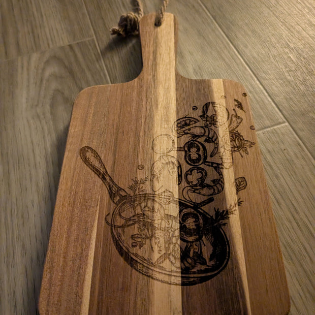 planches à découper en bois d'acacia avec poignées, planches à fromage planches