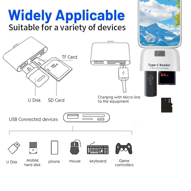 Mini Lecteur Multifonction Portable, Plug-and-Play, Adaptateur de Transfert de D
