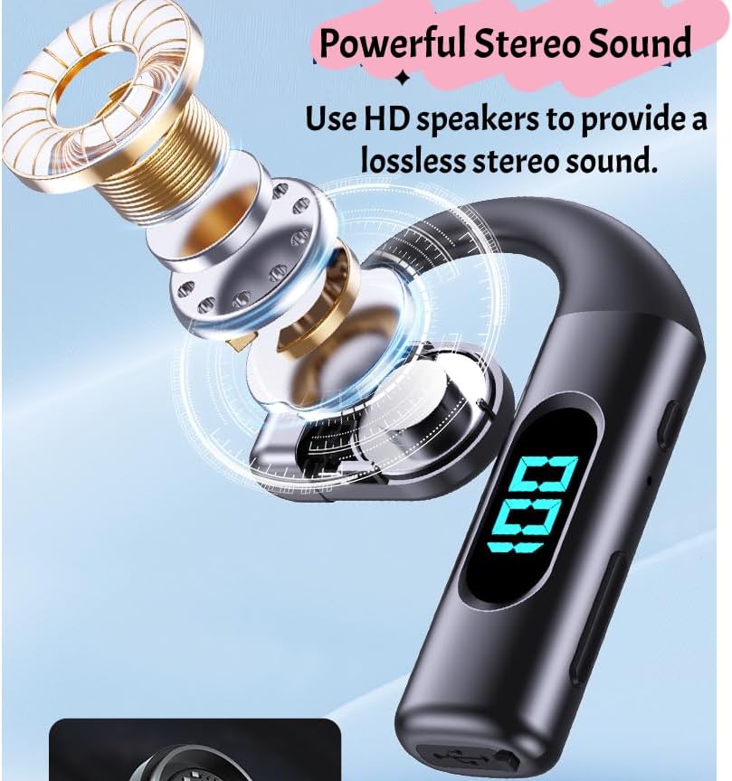 Casque à oreilles ouvertes, Bluetooth 5.3 unique, microphone antibruit