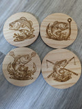 dessous de verre en bois ronds pêche