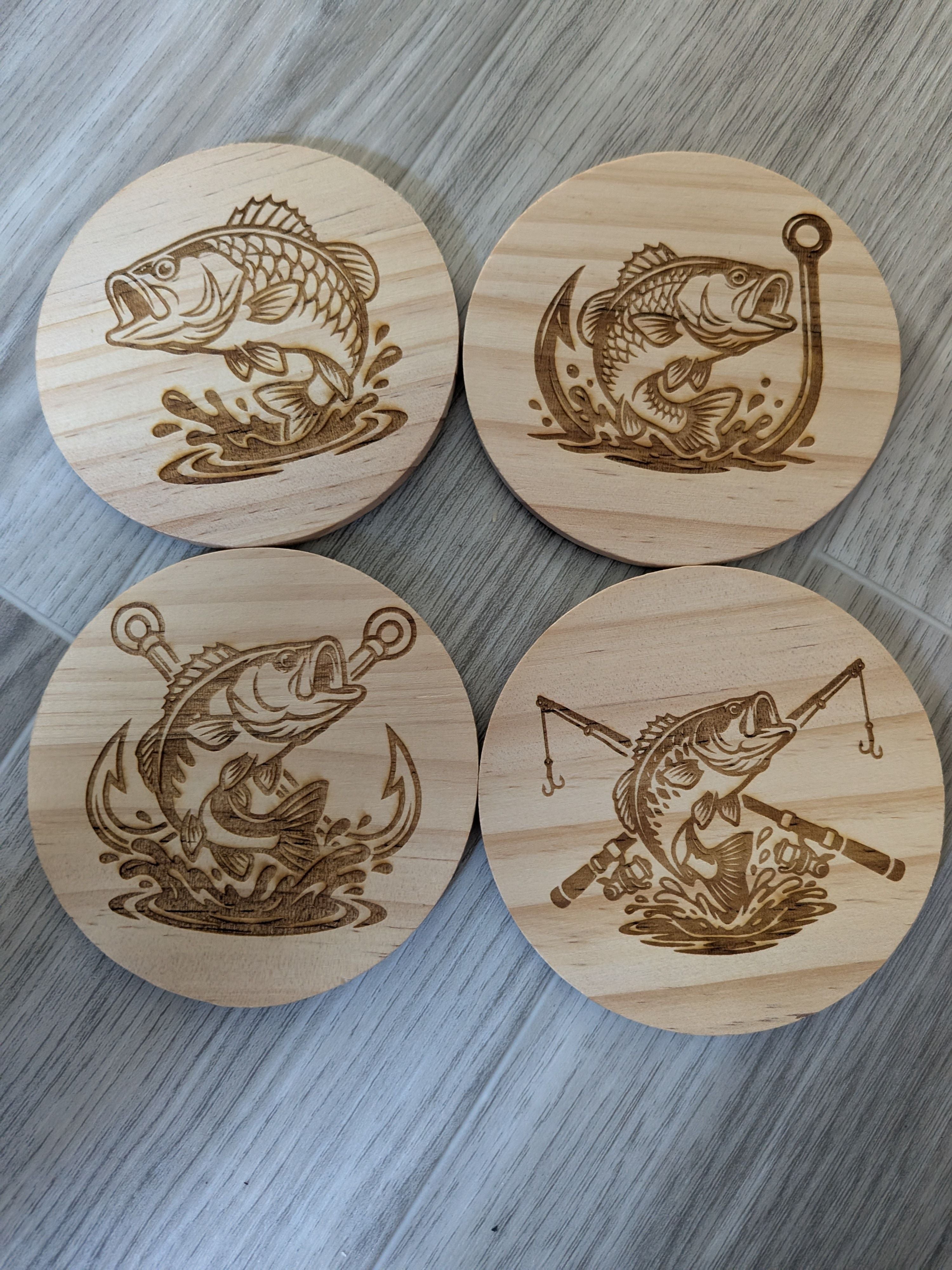 dessous de verre en bois ronds pêche
