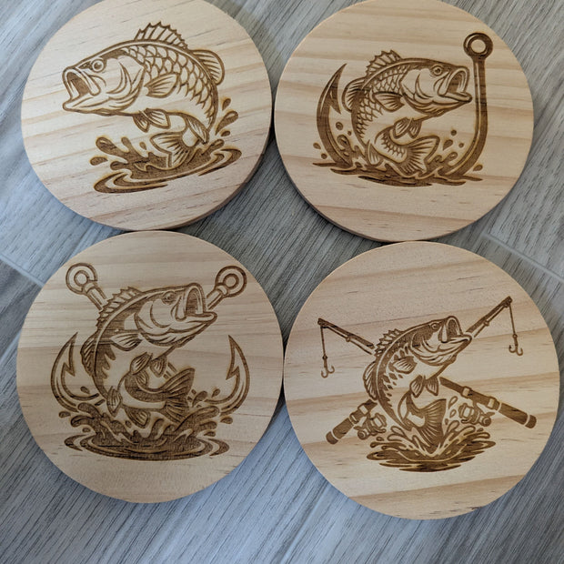 dessous de verre en bois ronds pêche