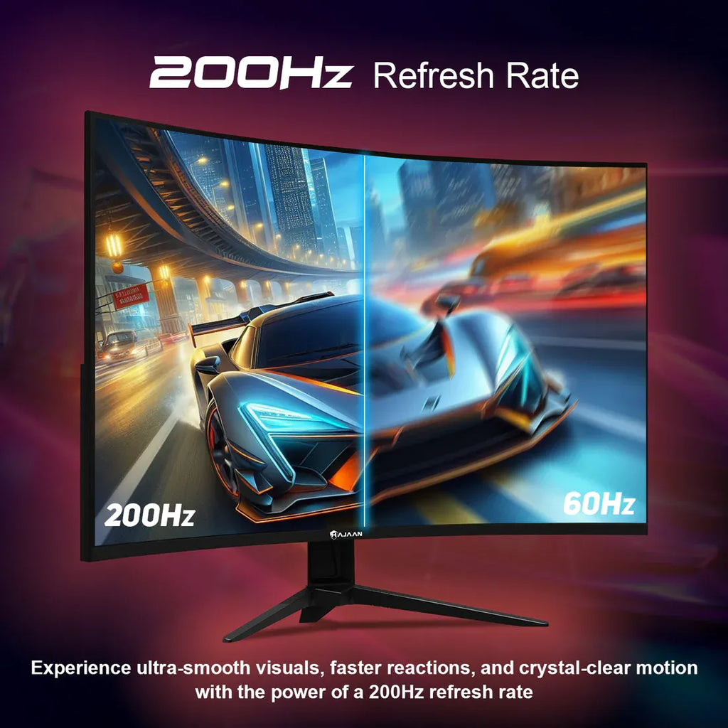 Moniteur de jeu incurvé HAJAAN 27 pouces FHD avec rétroéclairage RGB - Taux de rafraîchissement de 200 Hz | Dalle VA avec support mural | Ports HDMI, DP et USB - (X2725C)