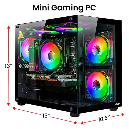 PC de jeu AQVIN NEON sous Windows 11 Pro Mini - Carte graphique NVIDIA GeForce