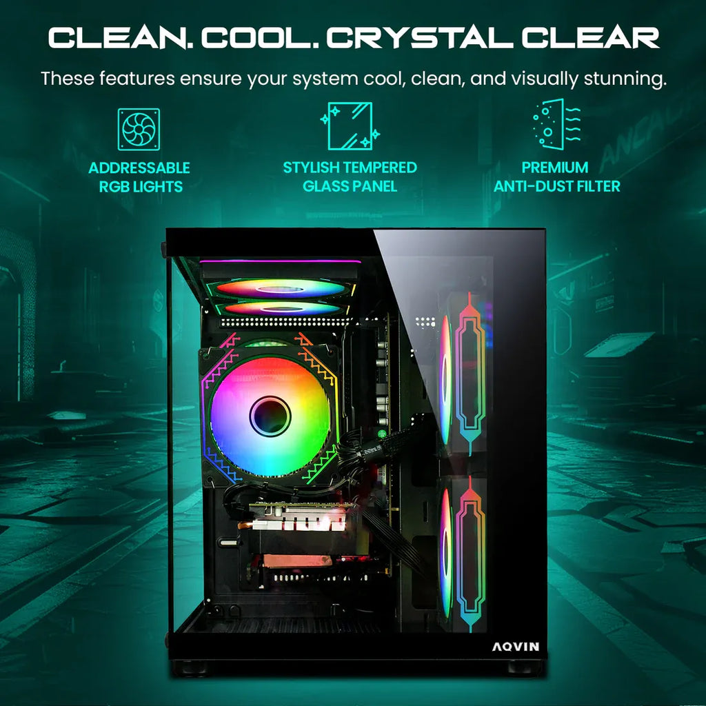 PC de jeu AQVIN NEON sous Windows 11 Pro Mini - Carte graphique NVIDIA GeForce