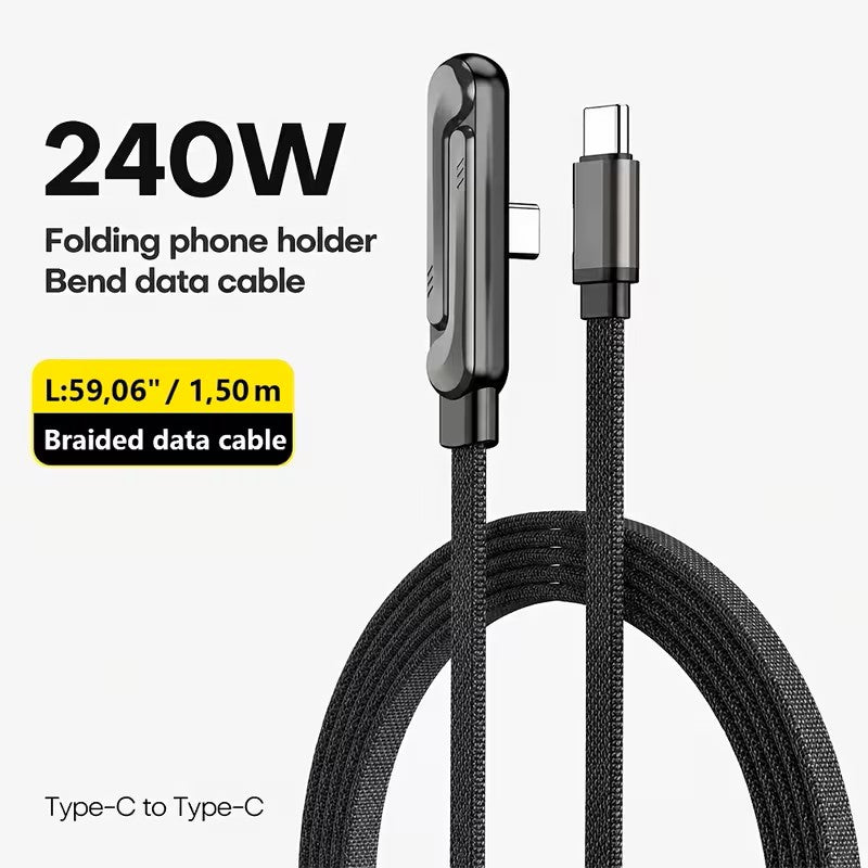 câbles de charge invisibles 240W avec support, câble de charge 2-en-1