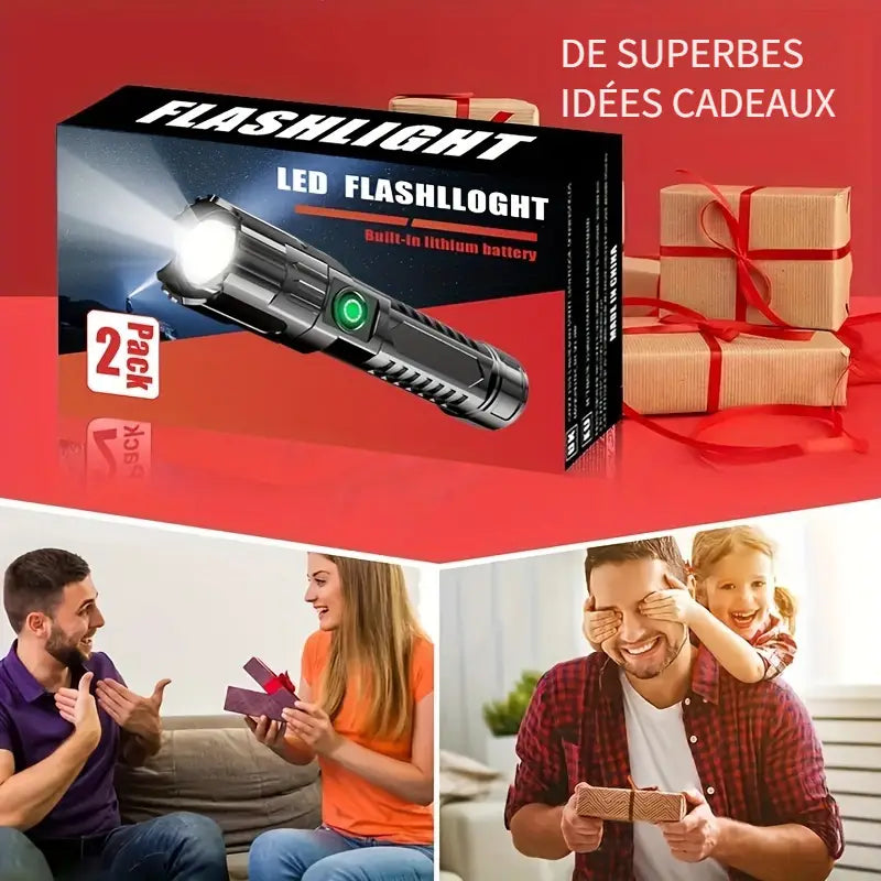 2 lampe de poche LED YANHUO, 350 lumens ultra-lumineuse