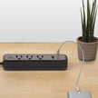 Barre de surtension GLOBE avec 3 prises et 2 prises USB - 900J - 15A - Noir - 1,8 m