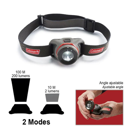 Lampe frontale DEL - 2 modes - IPX4 - 200 lumens image 0