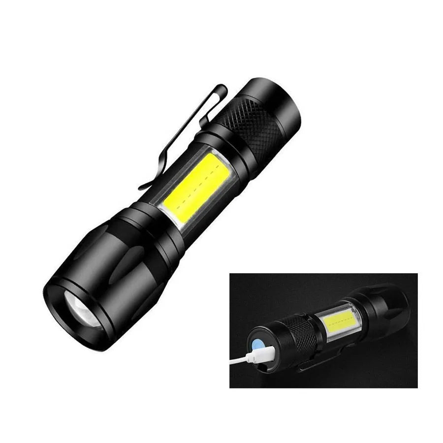 Mini lampe de poche DEL rechargeable avec pince de ceinture - 200 lumens - 3 mod image 0