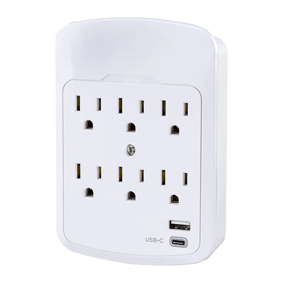 Adaptateur mural à 6 prises et 2 ports USB A/C image 1