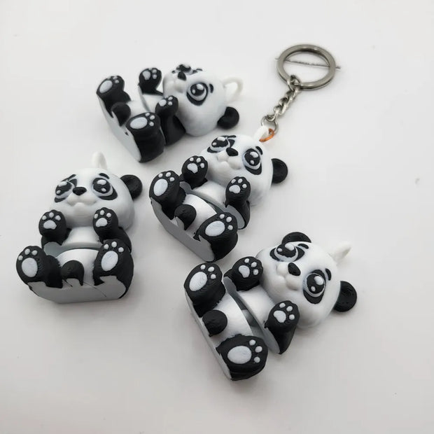 Porte-clés panda kawaii articulé, jouet fidget
