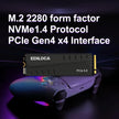 EDILOCA EN855 SSD de jeu interne avec dissipateur thermique PCIe Gen4, jusqu'à 7400 Mo/s, NVMe M.2 2280, mémoire flash 3D TLC NAND, cache DRAM configurable, compatible avec PS5 et PC