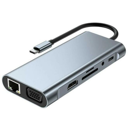 11 en 1 Hub USB-C Station d'accueil Adaptateur Type-C avec USB3.0 USB2.0 PD 87W 4K Compatible HDMI