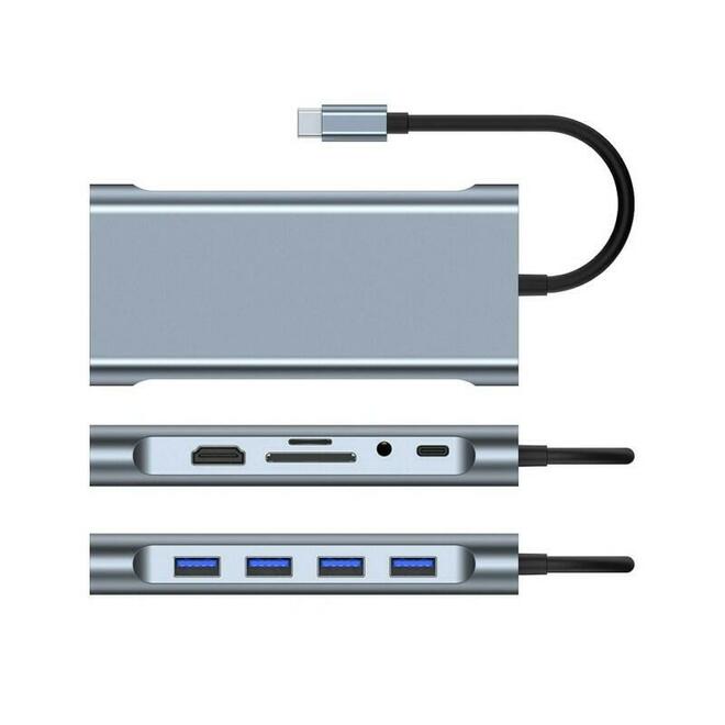 11 en 1 Hub USB-C Station d'accueil Adaptateur Type-C avec USB3.0 USB2.0 PD 87W 4K Compatible HDMI