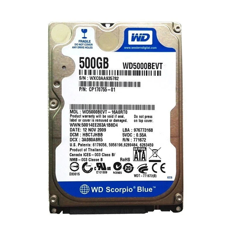WD5000BPVT disque dur portable portable 500 Go 5400 tours SATA 2,5
